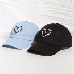 Couple Baseball Cap Heart Embroidery Sun Hat Adjustable Dad Hats