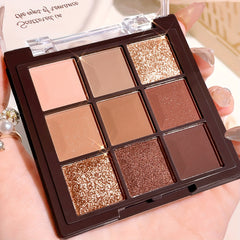 Hisyi Mocha Chocolate Eyeshadow Palette - 9 Shades Brown Nude & Golden Matte & G