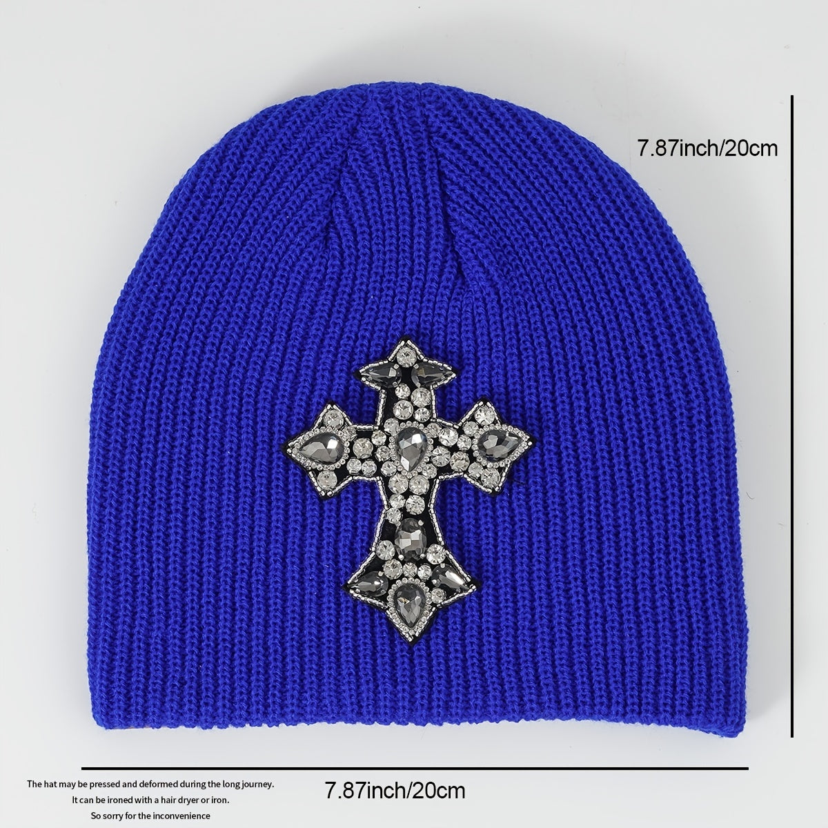 Y2K Cross Patch Beanie Unisex Candy Knitted Hat Gothic Skull Cap