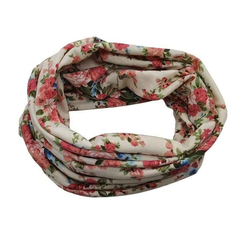Pink Floral Print Beanie Lightweight Skull Hat Neck Gaiter Women Chemo Cap