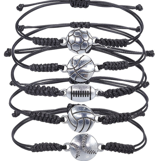 5pcs Boys Braided Sport Bracelets Set