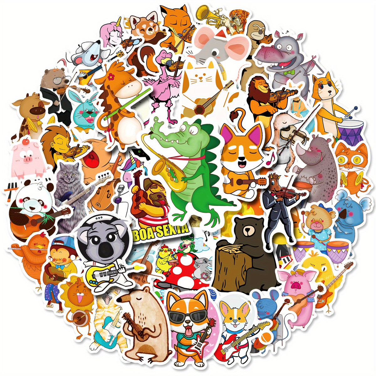 50pcs Animal Concert Stickers Waterproof Vinyl Music Sticker Cartoon Sticker