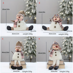 Sitting Snowman Decorative Doll with Pointed Hat for Christmas Tree