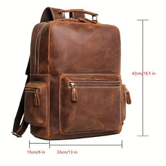 Vintage Leather Backpack Crazy Horse Leather Large Capacity Travel Bag Schoolbag