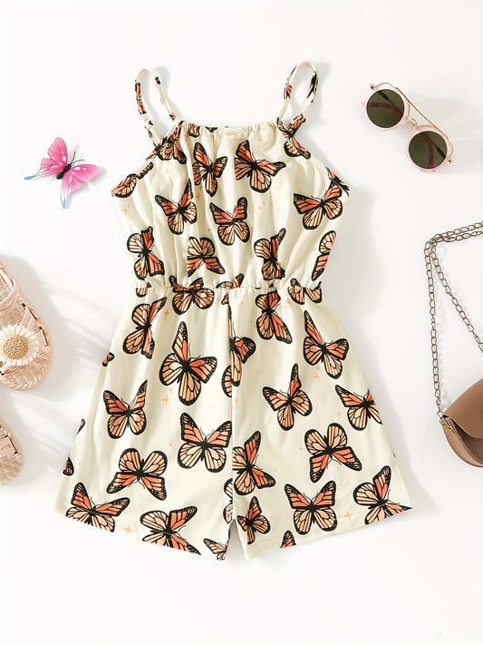 Girls Feather Cami Rompers for Beach Vacation