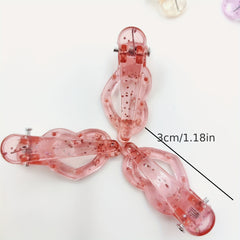Heart Shaped Crystal Hair Clips With Sequins for Women and Girls