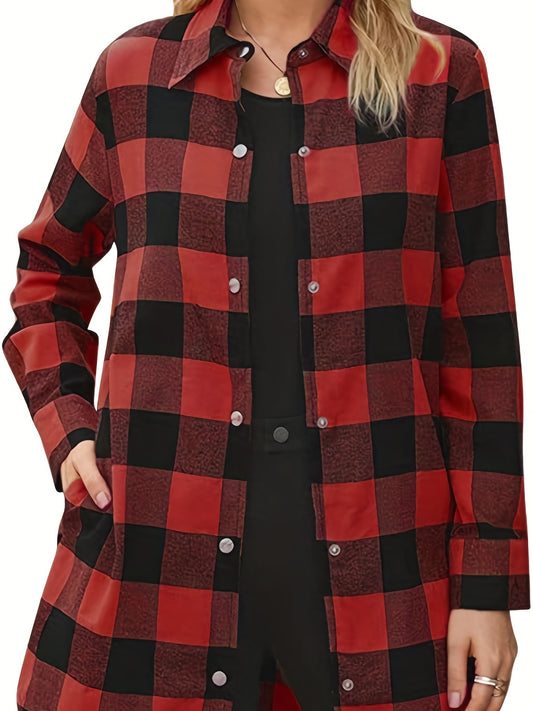 Plaid Jacket Casual Long Sleeve Jacket for Women