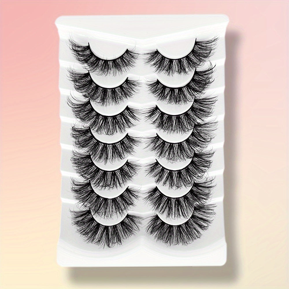 7 Pairs 3D Silk False Eyelashes Thick Curling Lashes Extension 16 18mm