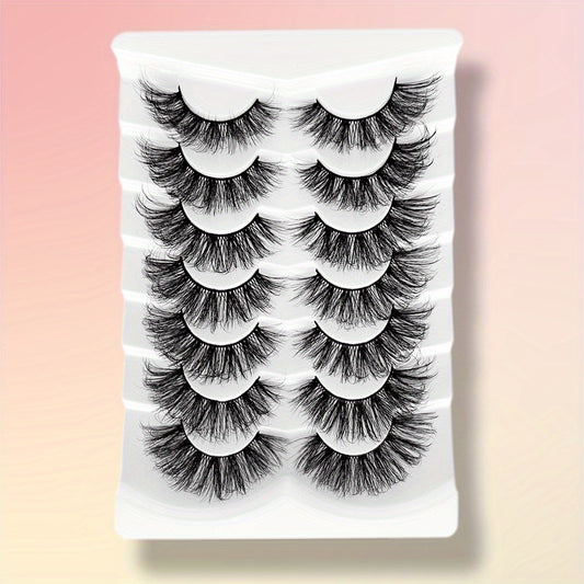 7 Pairs 3D Silk False Eyelashes Thick Curling Lashes Extension 16 18mm