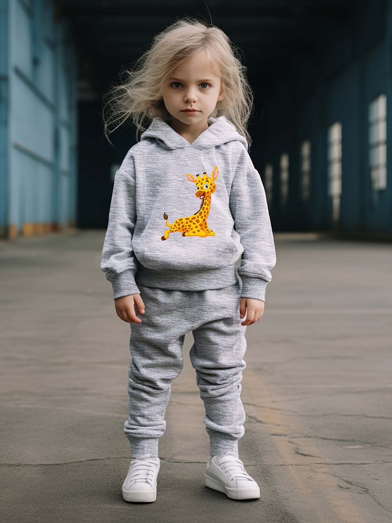OERYUI Giraffe Print Hoodies Pants Set For Kids Spring Fall Sports Gift