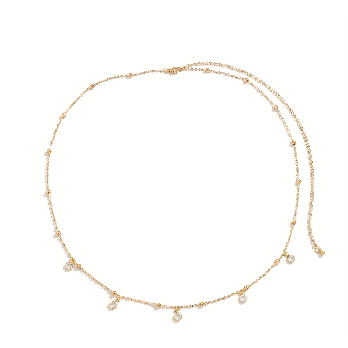 Golden Boho Belly Chains Rhinestone Pendant Tassel Body Chain