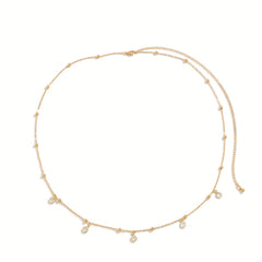 Golden Boho Belly Chains Rhinestone Pendant Tassel Body Chain