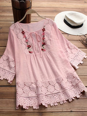  Floral Appliques Guipure Lace Top