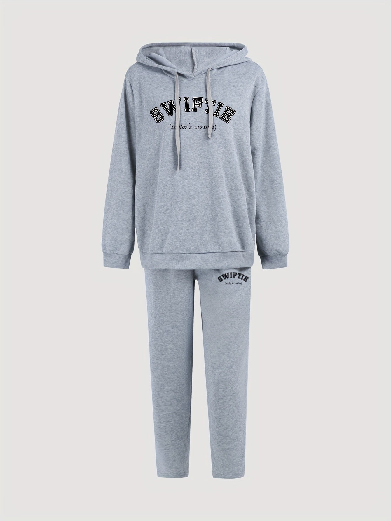 Women's Plus Art Letter Print Hoodie & Sweatpants Set