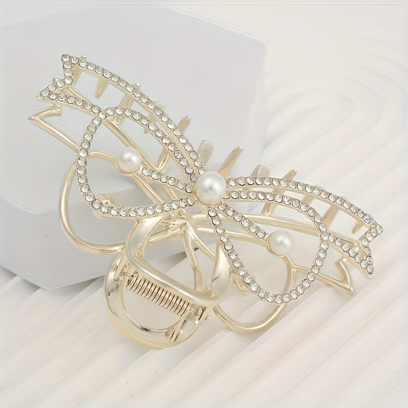 Rhinestone Butterfly Bow Hair Clip for Women Girls