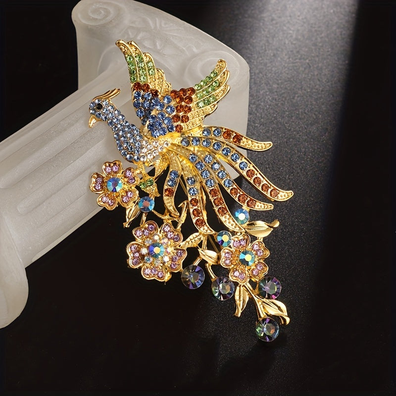Colorful Zircon Peacock Brooch Banquet Fine Jewelry
