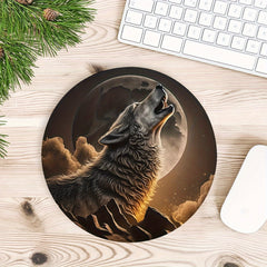 Indian Wolf Round Mouse Mat Mouse Pad with Non Slip Rubber Base - Small Size