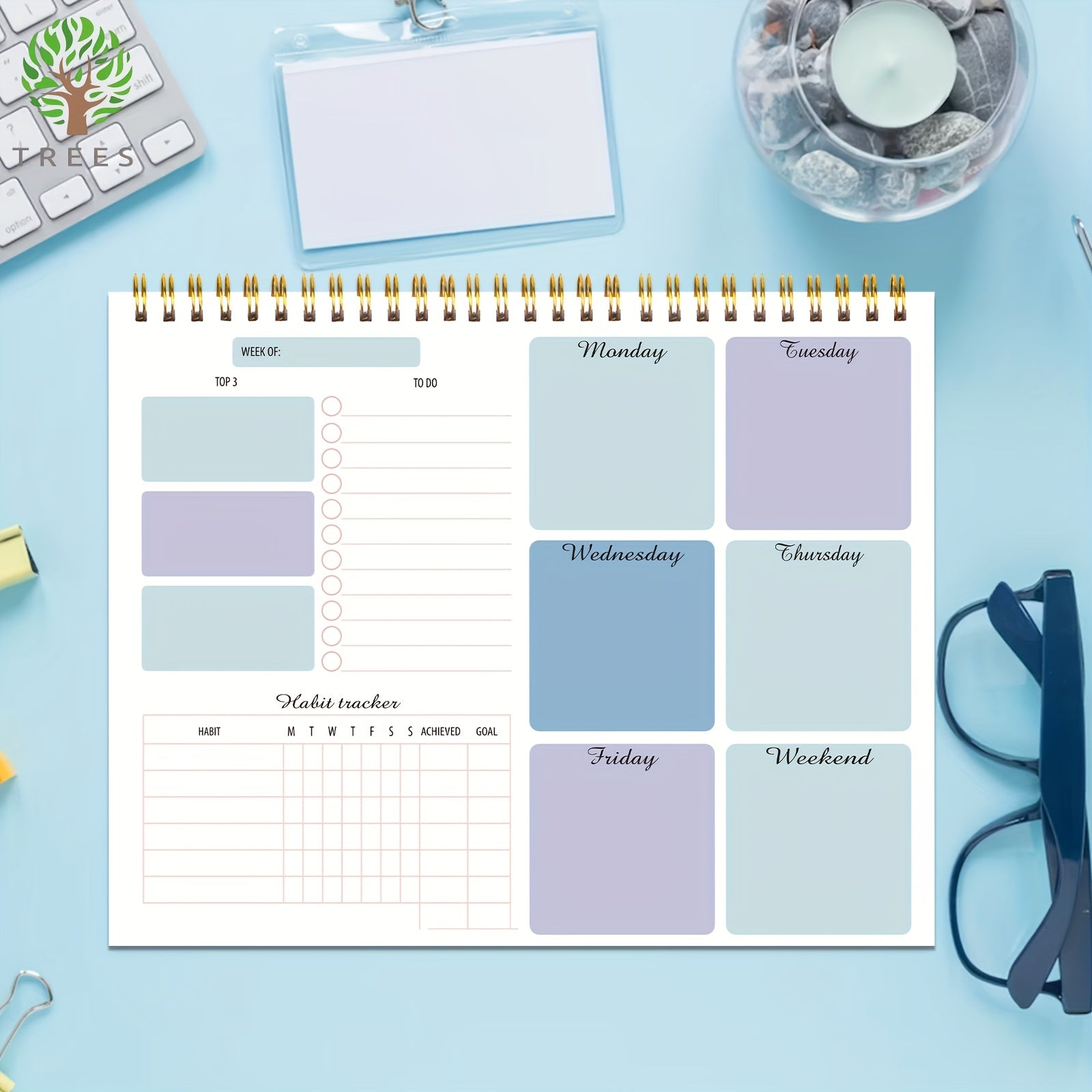 Trees Weekly Planner Spiral Notepad To Do List Habit Tracker 52
