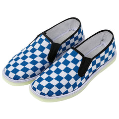 Women's Checkerboard Flat Canvas Shoes Slip On Loafers Casual Low Top Sneakers