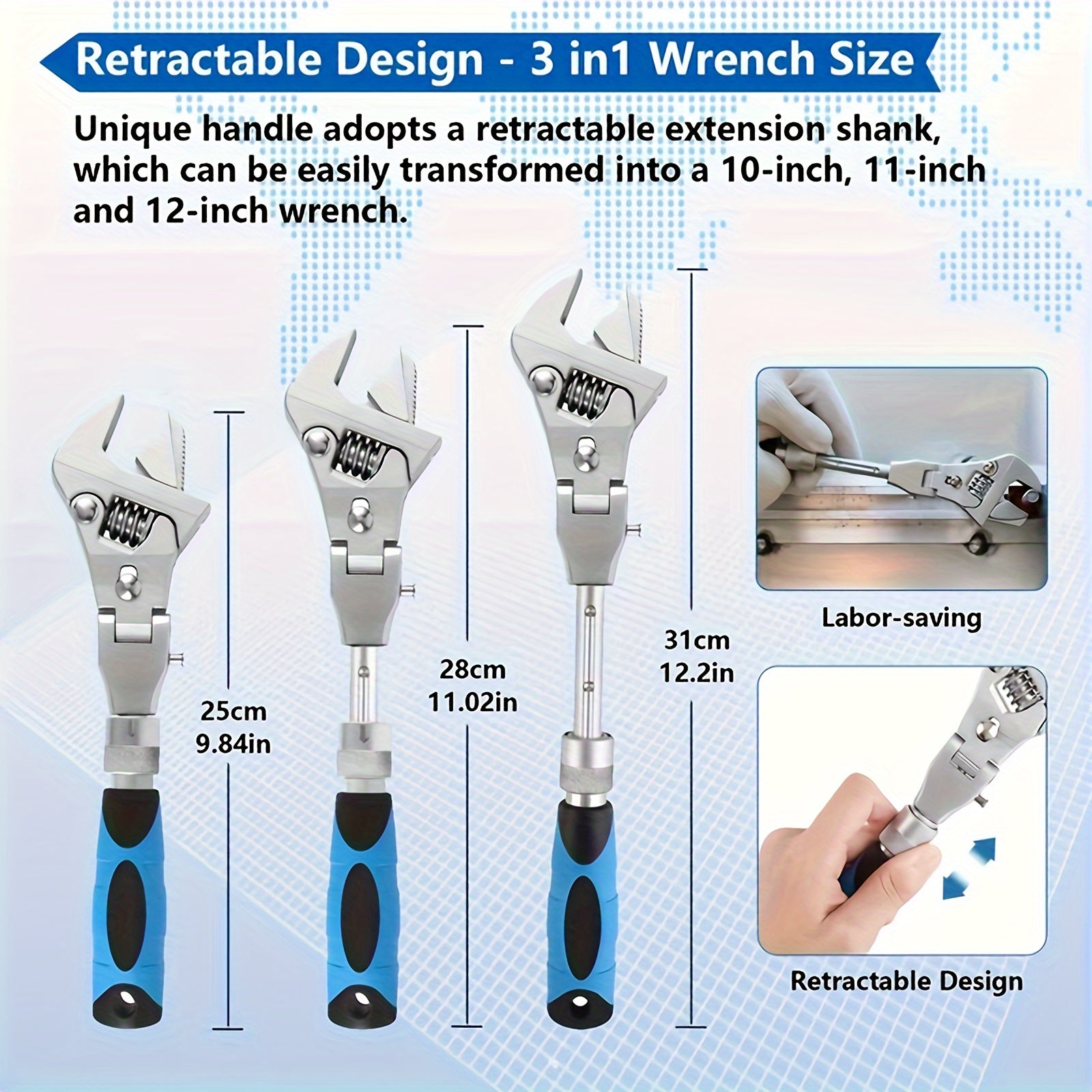 Adjustable Ratchet Wrench 180 Degree Folding Spanner Repair Tools