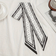 Happy Dot Print Skinny Scarf Silky Long Ribbon Neckerchief