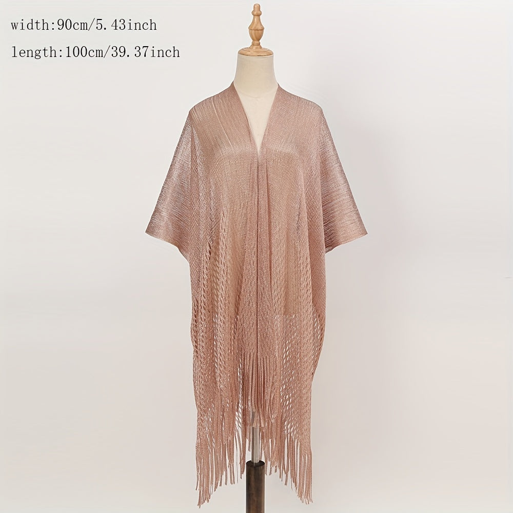 Glitter Tassel Shawl Solid Wrap for Women
