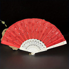 Plastic Embroidered Fan Sequins Chinese Dance Fan
