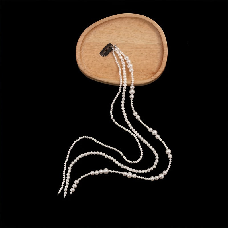 Faux Pearl Beaded Hair Tassel Clip for Girls