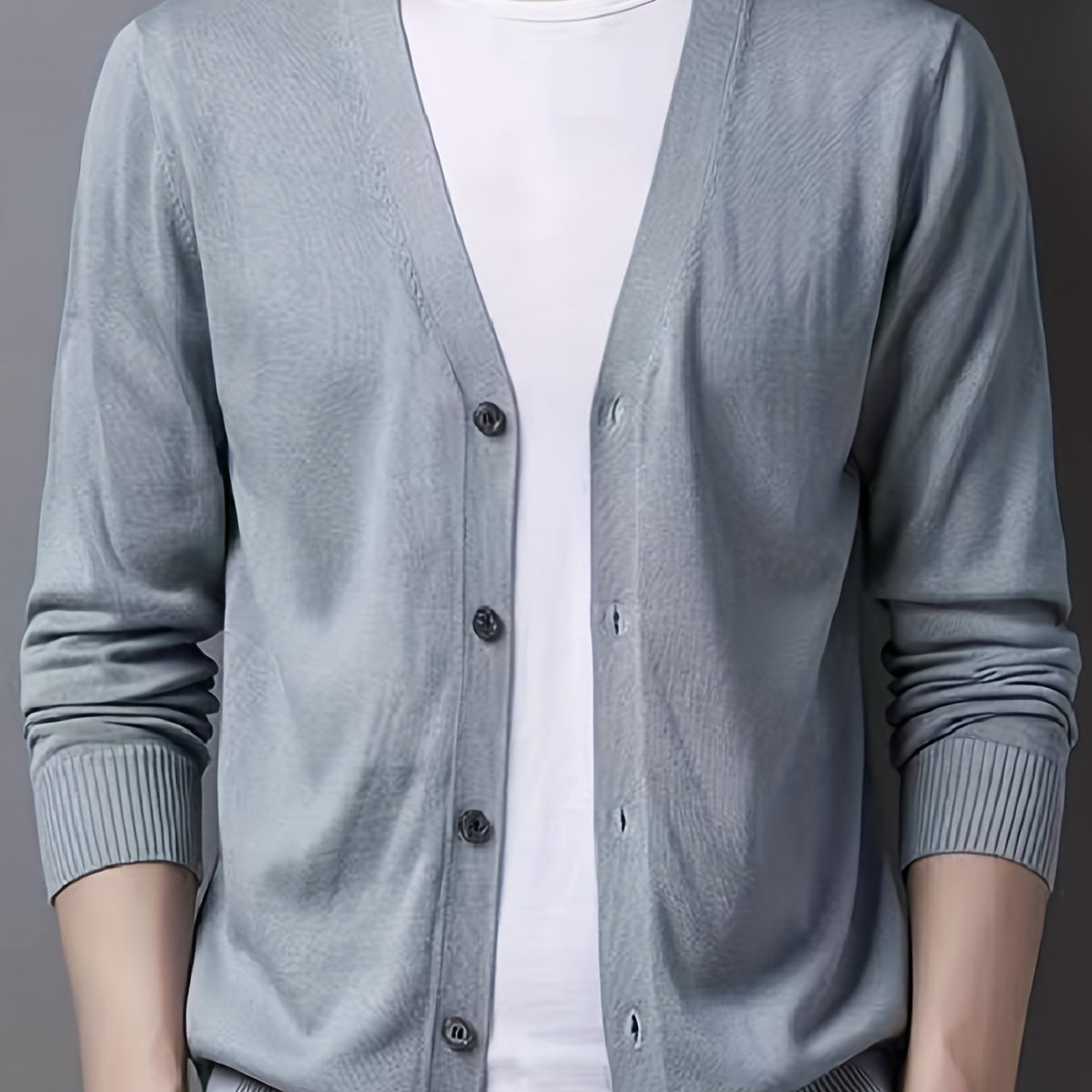 Men's V-Neck Casual Cardigan Sweater for Spring Autumn