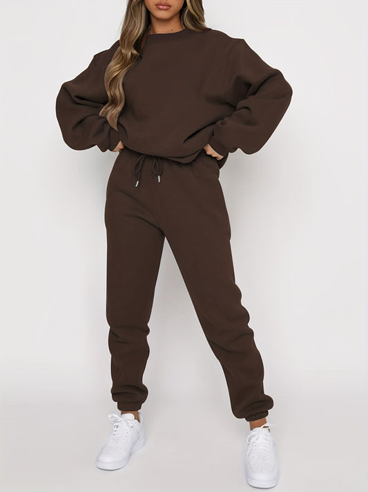  Solid Sweatshirt & Jogger Set