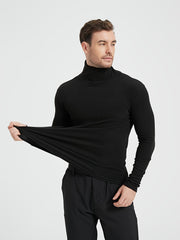 2pcs Men's Long Sleeve Turtleneck Thermal Base Layer - Winter Workout Essential