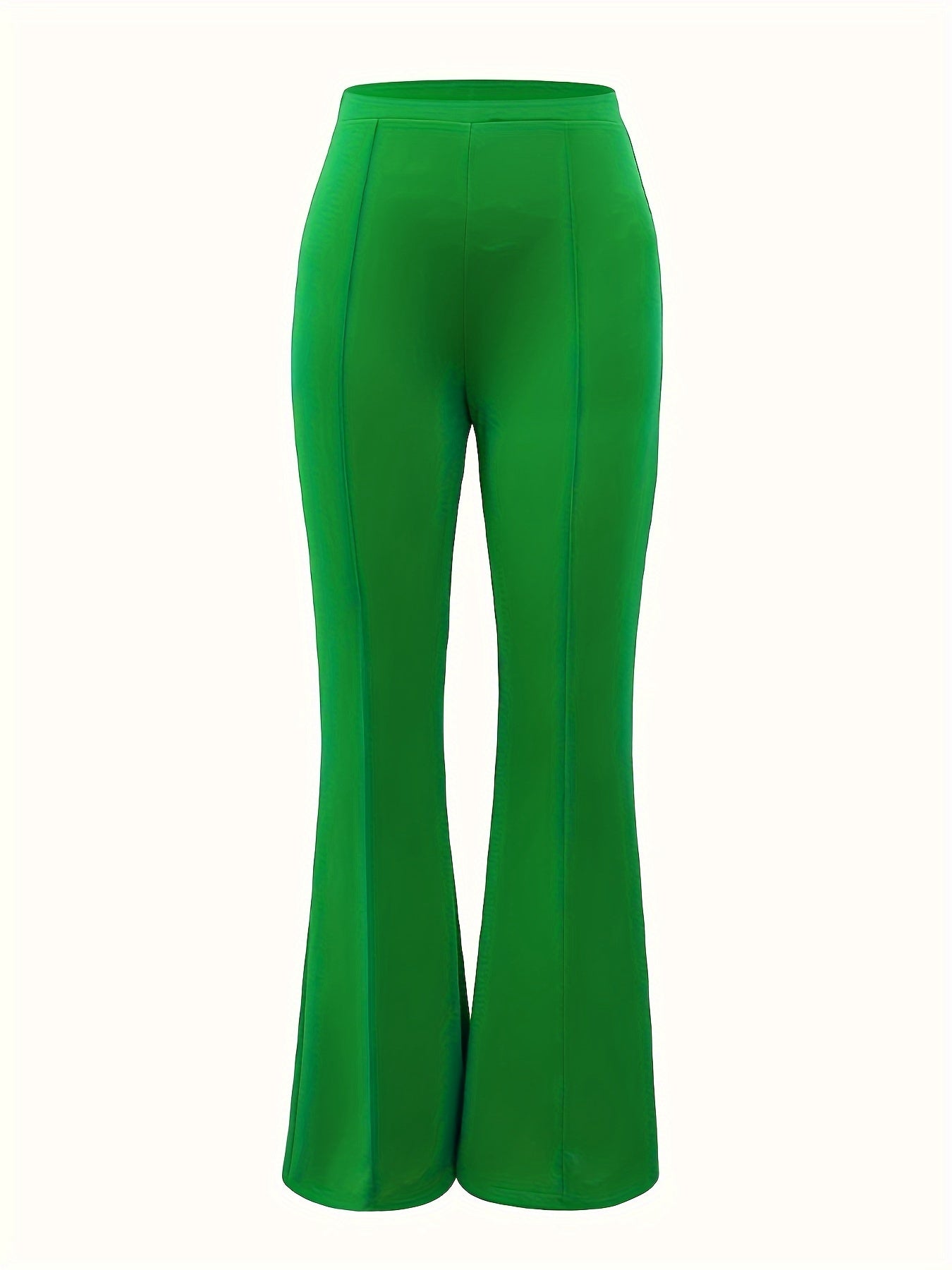 Plus Size Solid High Rise Flared Leg Trousers