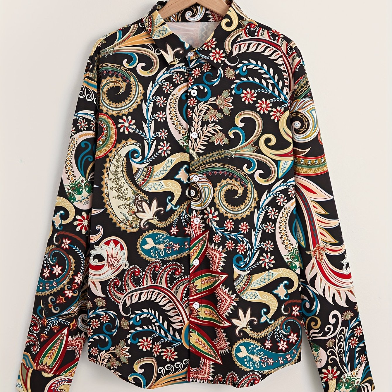 Colorful Pattern Men's Long Sleeve Shirt For Autumn Mens Clothing