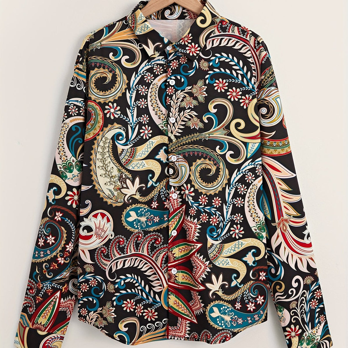 Colorful Pattern Men's Long Sleeve Shirt For Autumn Mens Clothing