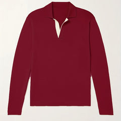Men's V Neck Polo Collar Pullover Sweater