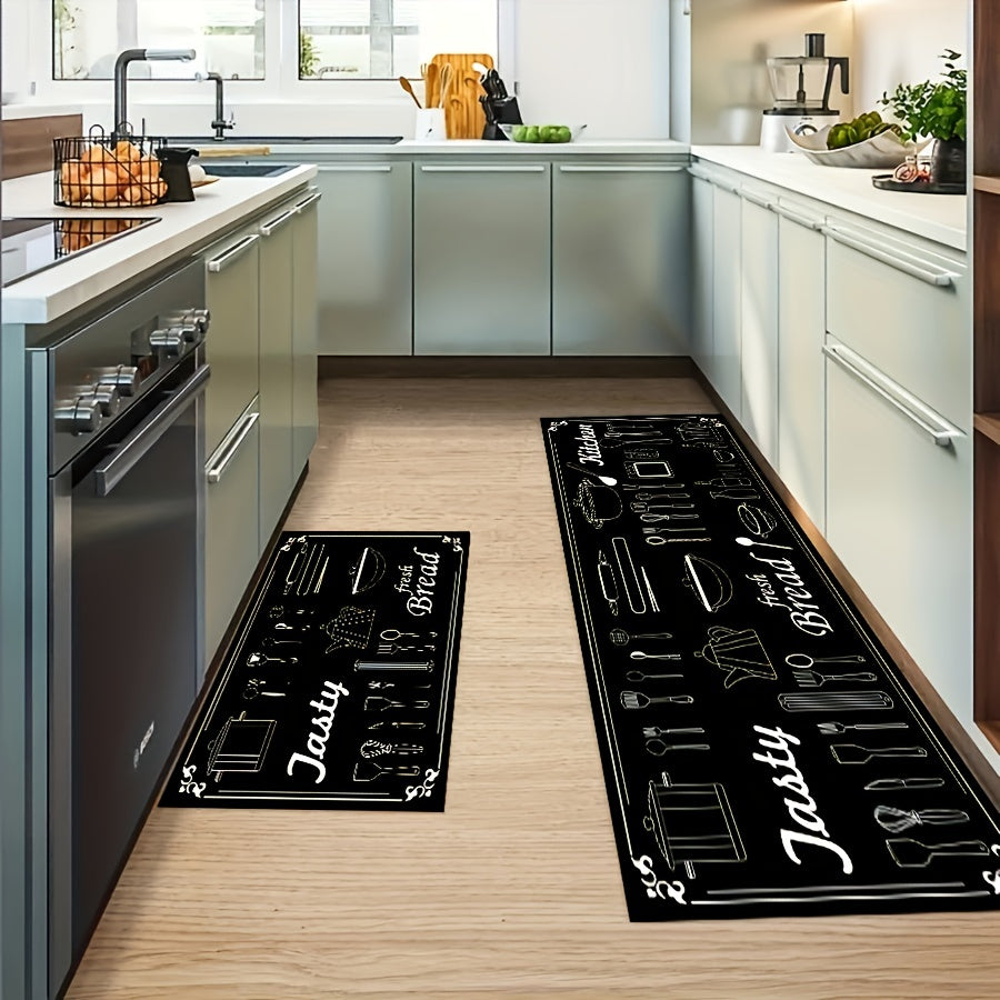 Tableware Pattern Runner Mat Stain Resistant And Anti Skid Carpet