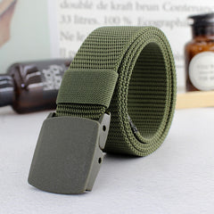 Women Woven Nylon Canvas Belt Plastic Buckle Military Belt