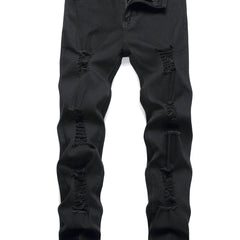 Slim Fit Jeans Men Casual Mid Stretch Denim Pants