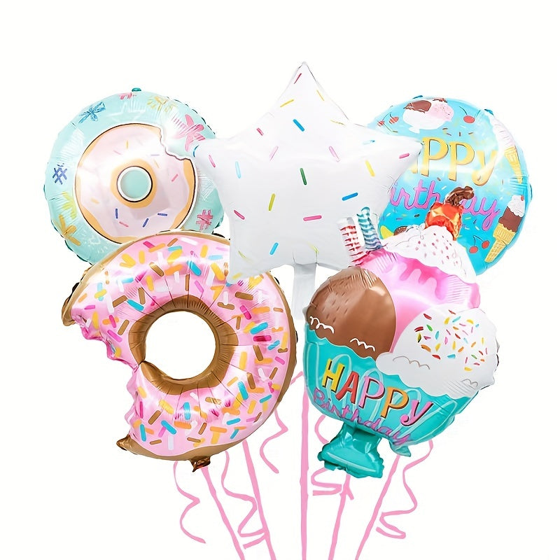 5pcs Donut Shaped Balloon Cartoon Birthday Balloon