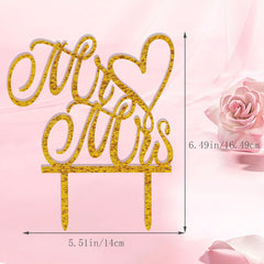 Golden Glitter Cake Topper for Engagement Party Decor