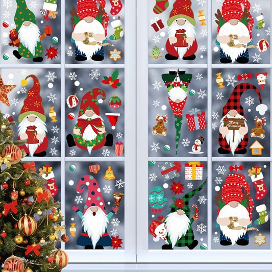 Christmas Window Clings Gnome Snowflake Stickers Decals for Glass