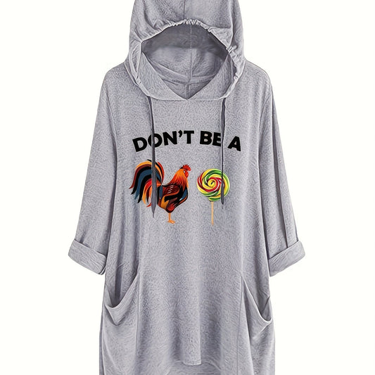  Women's Funny Chicken & Lollipop Print Cat Hoodie Dress
