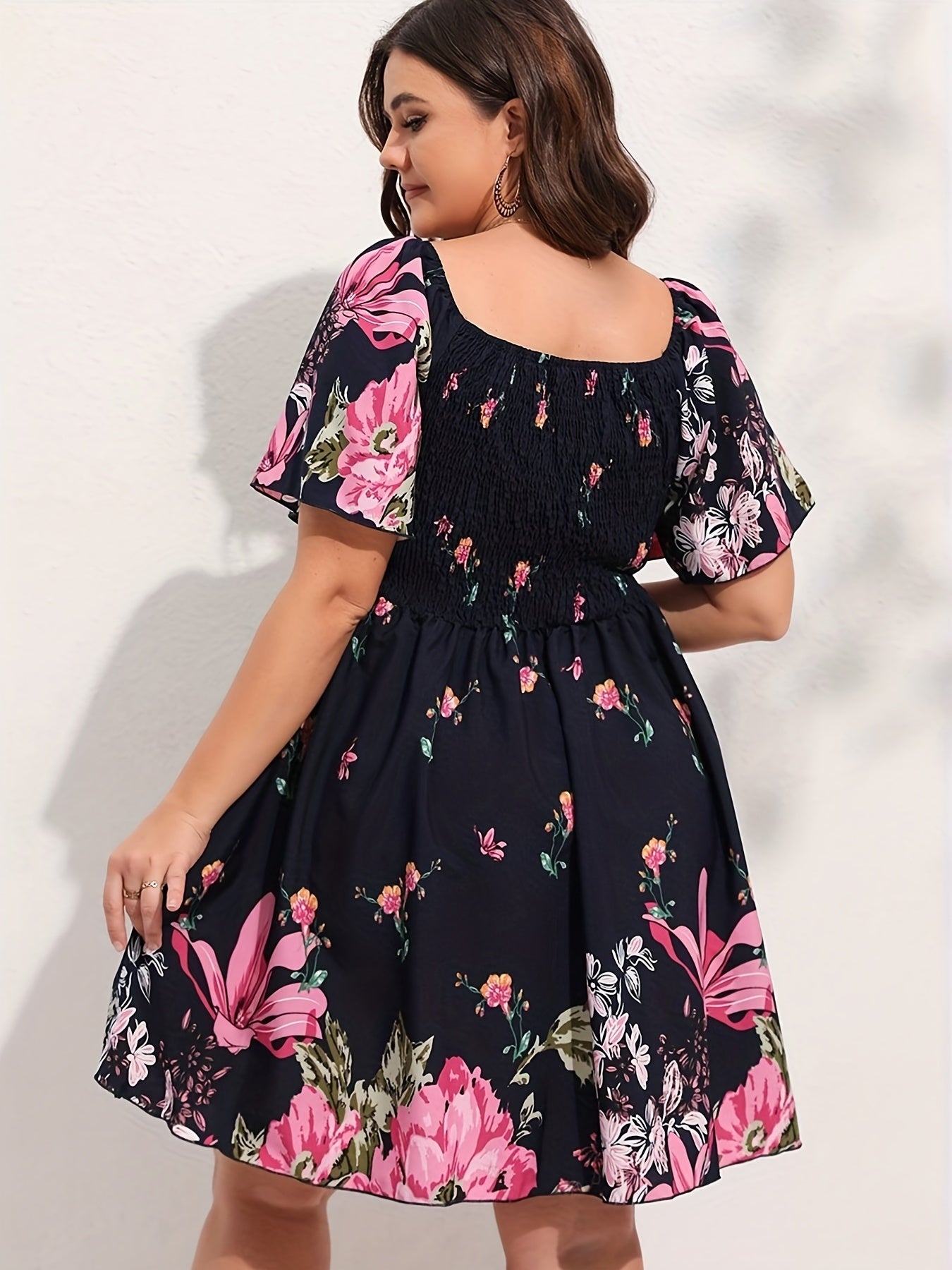  Boho Dress Women Floral Print Midi Dress