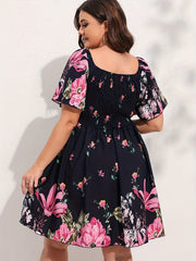  Boho Dress Women Floral Print Midi Dress