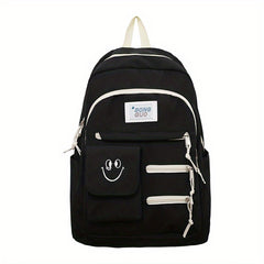 Smile Face Large Capacity Backpack Nylon Durable Lightweight School Travel Bag