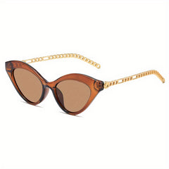 Cat Eye Sunglasses Metal Chain Charm Anti Glare UV400