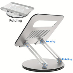 Adjustable Laptop Stand 360 Rotating Base Ergonomic Riser Portable Foldable