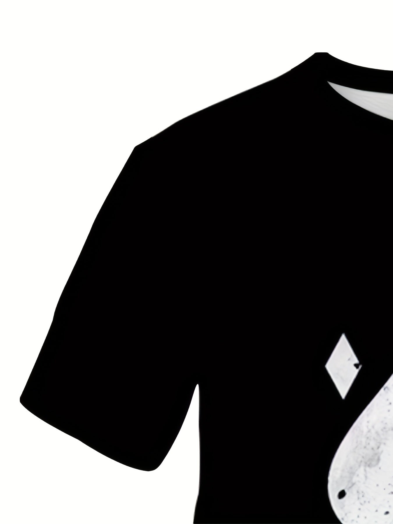 Men's 3D Spade Print T-shirt Casual Crew Neck Tee