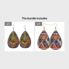 Bohemian Pattern Leather Earring Teardrop Dangle Earrings