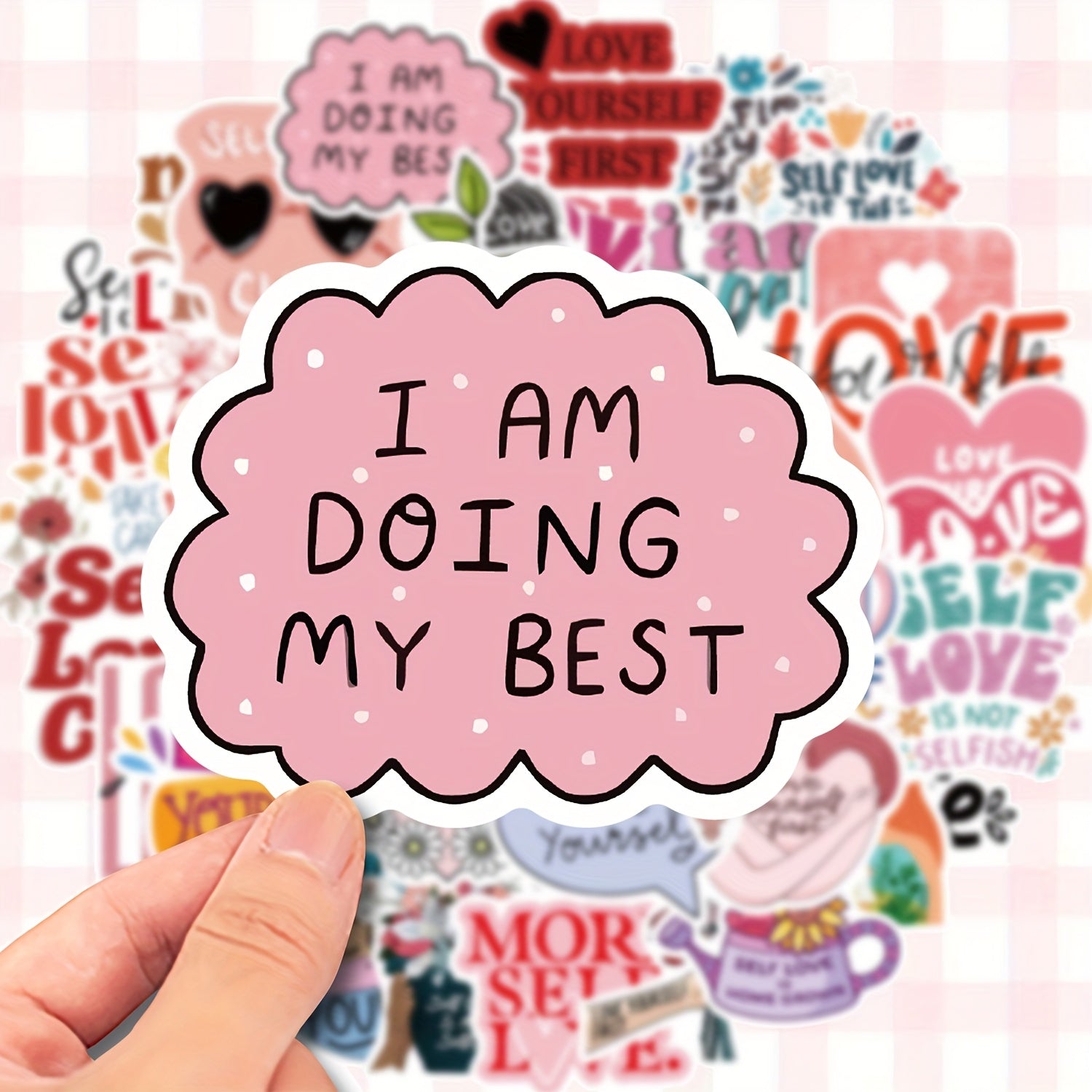 50 Self Care & Positivity Stickers - Vinyl Decals for Tech & More